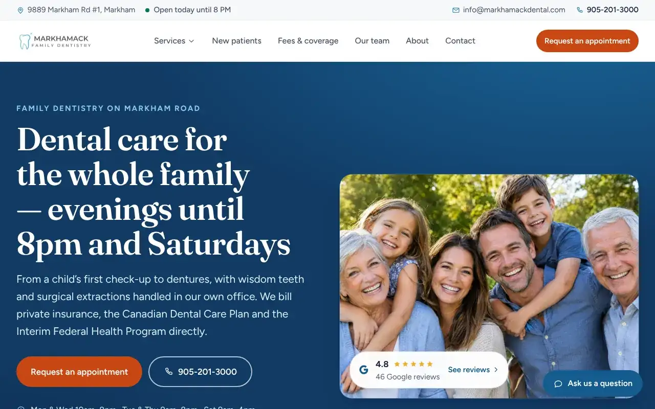 Markhamack Dental: the new website