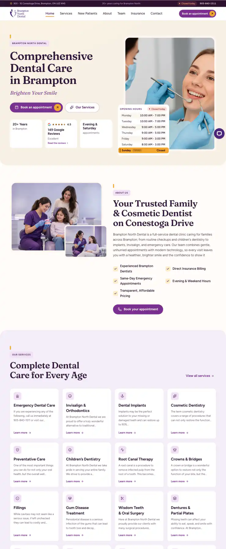 Brampton North Dental website
